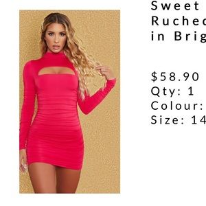 Oh Polly Sweet spot cut out ruched mini dress/Red